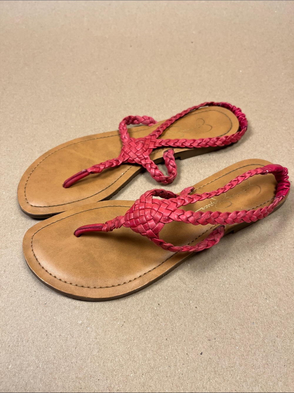 Jessica Simpson S-Jafari Coral Braided Sandals Sz 7.5 Boho Chic Thong Flats